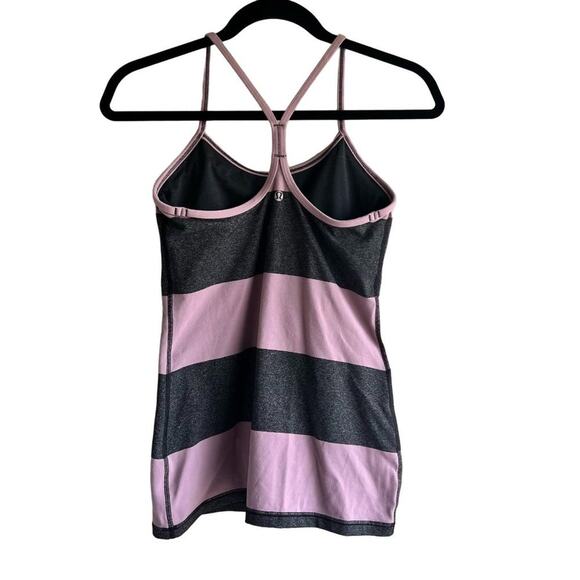 Lululemon Power Y Tank mauve and gray stripes built in bra 6 - Picture 2 of 5